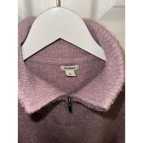 LL Bean Sweater Womens XL Pink Cozy Cloud Quarter Zip Wool Blend Henley - Picture 2 of 4